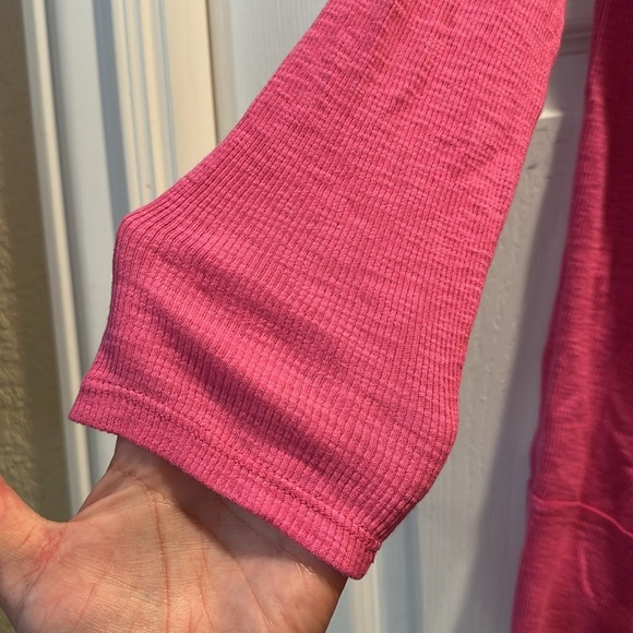Free People We The Free Get Together Pink Off Shoulder Ribbed Tunic Tee Shirt S - Picture 5 of 9